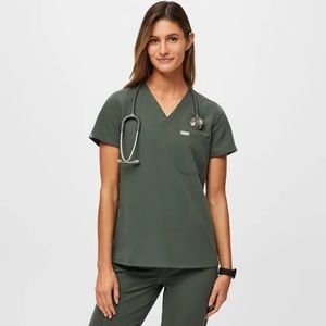 Figs Catarina Scrub Top - Moss Green